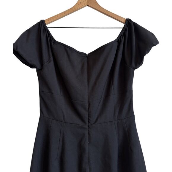 Glamour Bunny Off The Shoulder Pinup Pencil Skirt Dress Sz L Black Retro 1950s - Picture 8 of 15